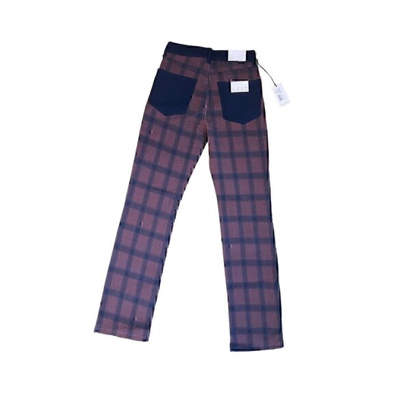 WEWOREWHAT NWT PLAID COLORBLOCK ICON STRAIGHT LEG JEANS, 98%COTTON, 26 - Picture 5 of 7